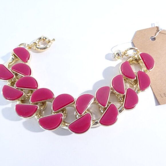 Lee Angel Curb Enamel and Brass Bracelet 7 1/2"L  RED NWT 220 - Picture 2 of 15